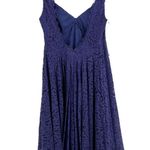 Free People  Purple Lace Sleeveless V Neck Mini Dress Scalloped Edges Size 0 Photo 4