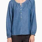 Faherty Women’s The Tried and True Odette
Denim Top Sz M Long Sleeve Linen Blend Blue Size M Photo 0