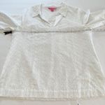 Lilly Pulitzer White Fishy Eyelet 3/4 Flounce Sleeve Cotton Top Size LARGE Photo 8