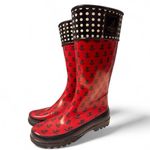 Womens Sperry Top Sider Waterproof‎ Rubber Rain Boots Pelican Red/Anchor/Navy 8 Red Photo 0