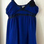 Leon Max Limited Edition Blue Baby Doll Silk Chiffon Dress w/ Beading, Sz Medium Photo 0