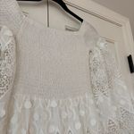 Alice + Olivia Roseline White Lace Eyelet Maxi Dress Size Small Wedding Smocked Photo 8