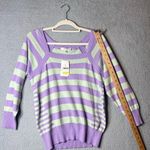 Anne Klein Sweater Womens M Purple Stripes Koa Striped Square Neck Sweater NEW Photo 5