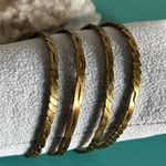 Vintage 4 Piece Collection Brass Antique Gold Colored Bangle Bracelets Set Photo 1