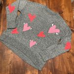 Lou & grey Gray Sweater Red Pink Winged Hearts Womens Small Photo 0