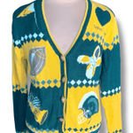 Vintage 90s Green Bay Packers Football Knit Cardigan Sweater Small Cheesehead Photo 0