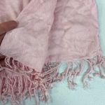Adult light pink tassel thin knit fashion wrap around scarf basic casual warm Photo 2