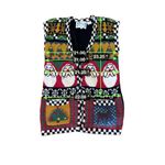 Martha Abraham Vest Knitted Christmas Sweater Size Large‎ long Teacher Pockets Photo 9