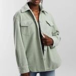 Joie  Small Button Front Shacket Shirt Jacket Green Oversized Pockets Photo 4