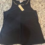 Chic Black Tank Top with Gold Chain Detail Size XL Photo 0