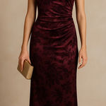 BHLDN Holly Halter Velvet Floral Gown in Wine/Bordeaux Size M (New with Tags) Photo 0