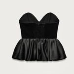 ZARA  NWT velvet satin peplum corset bubble sweetheart strapless black tube top Photo 8