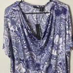 Tahari My Perfect Shape Blouse Paisley Cap Sleeve Cowl Neck Short Sleeves Women’s 2X NWT Photo 0