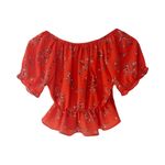 Princess Polly  Red Floral Surplice Crop Top Sz 0 Photo 3