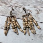 Vintage Screw Back Earrings Multi Stand Tan Dangle Long Statement Photo 1