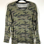 American Eagle Soft & Sexy Plush Green Camo Long Sleeve Knit Crewneck Shirt M Photo 0