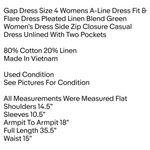 Gap Dress Size 4 Womens A-Line Dress Fit & Flare Dress Pleated Linen Blend Green Women's Dress Photo 1