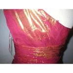 Aidan Mattox New NWT $310 Womens 6 Silk Metallic One Shoulder Dress Red Gold Photo 10