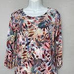Floral Dress Long Sleeve Scoop Neck Elaborate Pattern Print Sheath Leafy Women Pink Size XXS Photo 4
