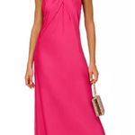 Adrianna Papell  Stretch Satin Halter Gown Hot Pink 10 Photo 0