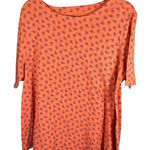 J Jill Pima Slub Elbow Sleeve Tee XL Coral Floral Print Cotton‎ Top Classic Orange Photo 0