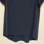 MICHAEL Michael Kors Navy Blue Top with Lace Sleeves and Gold Zipper Size XS EUC Photo 2