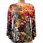 Johnny Was  Adelena Kimono Sleeve Tee Multicolor Womens XXS NWT Photo 3