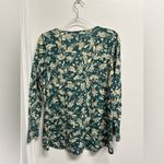 LuLaRoe Linnae Bird Print Long Sleeve Tunic Top - Green and Cream Photo 2
