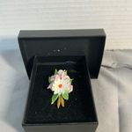 Vintage Porcelain Floral Bouquet Brooch Pin W/ Box Pink Photo 1