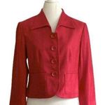 Talbots  Petite Blazer Red Coral Silk Wool Cotton Blend Button Front Size 10P Photo 0