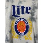 Miller Lite Sweater Womens Medium Gray‎ Sweatshirt Pullover Fleece Tie Dye Beer Gray Photo 2