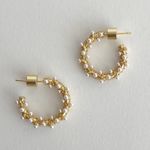 Gold Pearl Hoop Earrings Photo 0