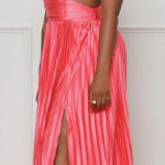 Long Pleated Dress Pink Size 6 Photo 0