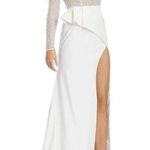 Mac Duggal NWT  One Shoulder Beaded Embellished High Slit White Gown 11126 US 12 Photo 0
