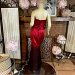 BELSOIE RED & BLACK STRAPLESS MERMAID STYLE SATIN BEADED GOWN (6) Photo 1