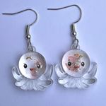 🐙 Cute Octopus acrylic clear and pink confetti octopus drop earrings gift New Photo 1