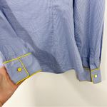 Tory Burch  Blue Gingham Plaid Yellow Piping Buttondown Shirt Size 12 Photo 4