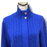 Ralph Lauren  Women's Size L Blue Cable Knit Full Zip Cardigan Sweater Classic Photo 2