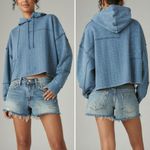 Lucky Brand Patchwork Batwing Hoodie Cropped Sweatshirt, Sz Medium Photo 1