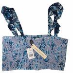 Nanette Lepore  Large Swim Beach Cropped Cami Blue Cover Up Top Boho NWT Photo 1