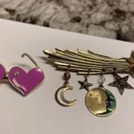 Lot Of 2 Gold Tone Vintage Costume Brooches Heart Sunglasses, Shooting Star Photo 6