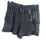 Aerie Black Crochet Swim Coverup Shorts Photo 1