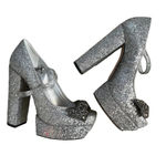 Alice + Olivia  Gizelle Silver Glitter Heels
Size 7.5 or 38.5 Photo 13
