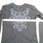 J Crew Size Navy Blue Floral Embroidered Cut Out Crew Neck Sweatshirt Cotton XS Photo 2