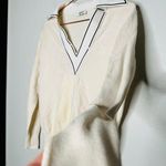 Sandro Off-White Wool Knit Sequin Collar V-Neck Sweater Size 36 Photo 6