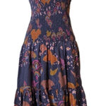 Gorman Printed Lightweight Knee Length Smocked Silk Dress Purple Size M Photo 0