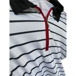 IZOD  golf womens large white and black striped black collar polo short sleeve Photo 3