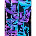 The Slim suit one piece swimsuit ruched front black blue purple leaf print Size M Photo 1