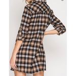 She & Sky Boutique brown black LACE UP PLAID DRESS Medium Photo 3