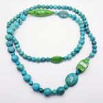 Sterling Silver JAY KING DTR  Green and Blue Turquoise Cabochon Long Necklace Photo 9